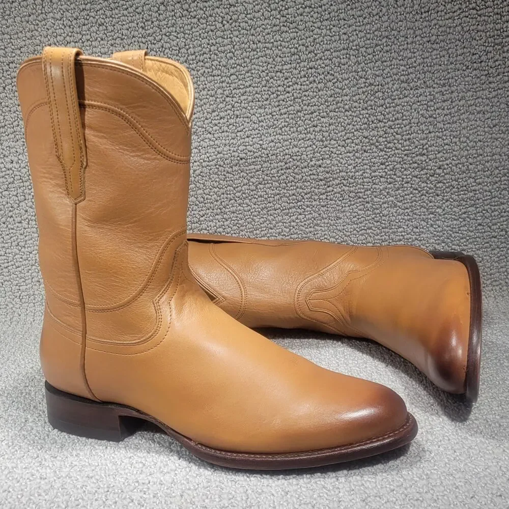 Tecovas The Earl Men’s US Size 11.5D Brown Calfskin Round Toe Roper Boots